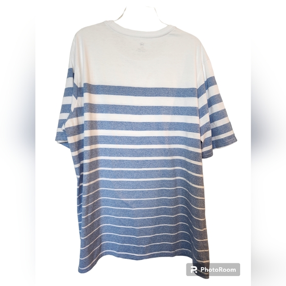 HB Size 2XLT blue & white striped tee. Cotton/poly blend. - Picture 2 of 7